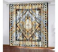 OUSIKA Rideaux Occultant Thermique Isolant 3D Fleurs Abstraites Rétro Motif Impression Rideaux Anti Froid 250x200Cm Rideau À Oeillets pour Chambre Salon Maison Bureau Fenêtre Polyester 2 Panneaux