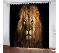 OUSIKA Rideaux Occultants 140x240Cm Animaux Lion Art Chambre Enfant Impression Thermiques Isolants Anti Froid Rideaux À Oeillets pour Chambre Salon Maison Bureau Fenêtre