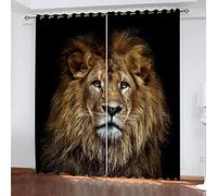 OUSIKA Rideaux Occultants 140x240Cm Animaux Lion Motif Imprimé Chambre Enfant Impression Thermiques Isolants Anti Froid Rideaux À Oeillets pour Chambre Salon Maison Bureau Fenêtre