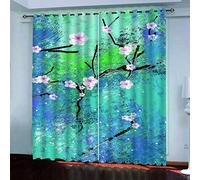 OUSIKA Rideaux Occultants 140x240Cm Art Floral Rose Et Bleu Chambre Enfant Impression Thermiques Isolants Anti Froid Rideaux À Oeillets pour Chambre Salon Maison Bureau Fenêtre
