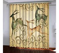 OUSIKA Rideaux Occultants 140x240Cm Élan Abstrait Rétro Chambre Enfant Impression Thermiques Isolants Anti Froid Rideaux À Oeillets pour Chambre Salon Maison Bureau Fenêtre