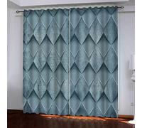 OUSIKA Rideaux Occultants 140x240Cm Géométrie Bleue Stéréographique Quadrilatère Chambre Enfant Impression Thermiques Isolants Anti Froid Rideaux À Oeillets pour Chambre Salon Maison Bureau Fenêtre