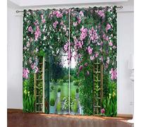 OUSIKA Rideaux Occultants 140x240Cm Imprimé De Lianes Roses Chambre Enfant Impression Thermiques Isolants Anti Froid Rideaux À Oeillets pour Chambre Salon Maison Bureau Fenêtre