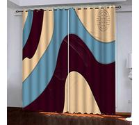 OUSIKA Rideaux Occultants 140x240Cm Imprimés Abstraits Rétro Chambre Enfant Impression Thermiques Isolants Anti Froid Rideaux À Oeillets pour Chambre Salon Maison Bureau Fenêtre