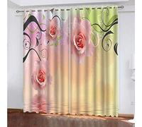 OUSIKA Rideaux Occultants 140x240Cm Liane De Roses Roses Chambre Enfant Impression Thermiques Isolants Anti Froid Rideaux À Oeillets pour Chambre Salon Maison Bureau Fenêtre