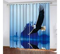 OUSIKA Rideaux Occultants Thermique Phonique 3D Animal Aigle pour Salon Et Chambre Isolant Impression 234x230Cm Rideau Phonique A Oeillets Lot De 2 Panneaux Isolant Polyester Décoration