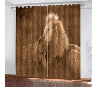 OUSIKA Rideaux Occultants Thermique Phonique 3D Animal Lionceau pour Salon Et Chambre Isolant Impression 234x230Cm Rideau Phonique A Oeillets Lot De 2 Panneaux Isolant Polyester Décoration