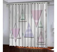 OUSIKA Rideaux Occultants Thermique Phonique 3D Imprimé Triangulaire Rose pour Salon Et Chambre Isolant Impression 234x230Cm Rideau Phonique A Oeillets Lot De 2 Panneaux Isolant Polyester Décoration