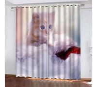 OUSIKA Rideaux Salon Imprimé Animaux Chaton Rideau Occultants Thermique Anti Chaleur 280x160Cm Isolant Anti Froid pour Décoration Moderne Enfant Chambre Fenêtre Anti Bruit Polyester