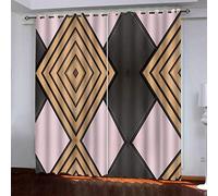 OUSIKA Rideaux Salon Imprimé Art Géométrique Rose Rideau Occultants Thermique Anti Chaleur 280x160Cm Isolant Anti Froid pour Décoration Moderne Enfant Chambre Fenêtre Anti Bruit Polyester