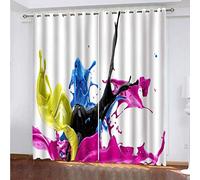 OUSIKA Rideaux Salon Imprimé Art Pictural Multicolore Rideau Occultants Thermique Anti Chaleur 280x160Cm Isolant Anti Froid pour Décoration Moderne Enfant Chambre Fenêtre Anti Bruit Polyester