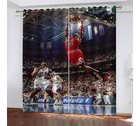OUSIKA Rideaux Thermiques Isolants Anti Froid 3D Basketball pour Les Joueurs Motif Occultants Thermiques Isolants 140x240Cm Anti Froid Rideau À Oeillets pour Chambre Salon Maison Bureau Fenêtre