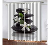 OUSIKA Rideaux Thermiques Isolants Anti Froid 3D Fleurs De Pierre Zen Motif Occultants Thermiques Isolants 140X240Cm Anti Froid Rideaux À Oeillets pour Chambre Salon Maison Bureau Fenêtre