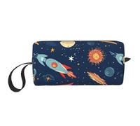 OUSIKA Rocket in Space Trousse de maquillage portable pour femme - Sac de rangement de voyage - Grande capacité - Blanc - Taille unique, blanc, Taille unique