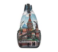OUSIKA Sac à bandoulière léger avec motif de la cathédrale Saint-Basile Rouge à Moscou - Pour homme et femme, Noir , Taille unique