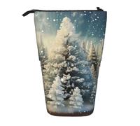 OUSIKA Snow Wonderland Trousse à crayons télescopique Motif sapin de Noël Pour homme et femme, Noir , Taille unique