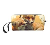 OUSIKA Summer Two Fox Animal Cosmetic Bags for Women Portable Makeup Bag Travel Storage Bag Daily Receive Bag Large Capacity Toiletry Bag White One Size, blanc, Taille unique
