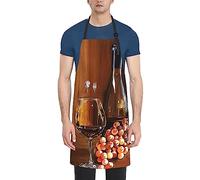 OUSIKA Tablier de cuisine en bois de raisin avec 2 poches - Unisexe - Réglable - Pour la maison et la cuisine, Noir , taille unique