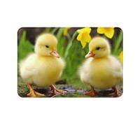 OUSIKA Tapis de bain super doux en flanelle imprimé bébé canards antidérapant lavable pour salon, canapé, chambre à coucher