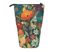 OUSIKA Trousse à crayons estivale à motif floral sur pied, jolie trousse à crayons télescopique, porte-stylos, trousse de maquillage pour homme et femme, Noir , Taille unique
