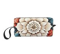 OUSIKA Trousse de maquillage portable à imprimé floral pour femme, sac de rangement de voyage, sac de réception quotidienne, trousse de toilette de grande capacité, blanc, taille unique, blanc, Taille