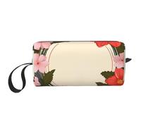 OUSIKA Trousse de maquillage portable avec couronne de printemps et cercle plat pour femme, sac de rangement de voyage, sac de réception quotidienne, grande capacité, blanc, taille unique, blanc,