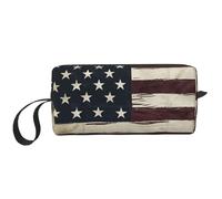 OUSIKA Trousse de maquillage portable avec drapeau américain pour femme, sac de rangement de voyage, sac de réception quotidienne, trousse de toilette de grande capacité, blanc, taille unique, blanc,