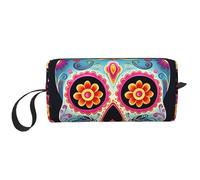 OUSIKA Trousse de maquillage portable en forme de crânes en sucre pour femme - Sac de rangement de voyage - Grande capacité - Blanc - Taille unique, blanc, Taille unique