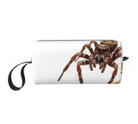 OUSIKA Trousse de maquillage portable marron araignée pour femme, sac de rangement de voyage, sac de réception quotidienne, trousse de toilette de grande capacité, blanc, taille unique, voyage, blanc,