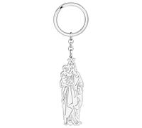 OUSIO Acier Inoxydable Plaqué Or 18K Vierge Marie Porte-Clés Ange Charms Portefeuille Voiture Sac À Dos Cadeaux Religieux Pour Femme (Plaqué argent)