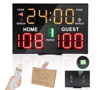 Ousmile Tableau d'affichage de basket-ball avec horloge, tableau d'affichage numérique avec télécommande, tableau d'affichage électronique portable alimenté par piles pour les jeux de base-ball tennis