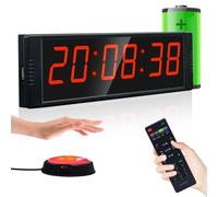 Ousmile Timer Sport avec Bouton Marche/Arrêt, Minuteur et Chronomètre Digital Portable, Horloge Murale Numérique avec Télécommande, Intervall Timer, 12/24H Horloge pour Fitness, Workout, Home Gym