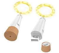 OUSMIN Guirlandes Lumineuses USB, Bouchon LED Rechargeable pour Bouteilles de Vin - Version 2024, Lumières Décoratives pour Fête, Noël, Mariage