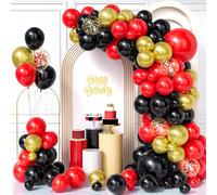 Ousuga Arche Ballons Noir Rouge Or,103Pièces Kit Guirlande Mat Ballon Noir Rouge et Métallisé Or Confettis Garçon Fille Mariage Anniversaire Bébé Nuptiale Douche Promo Valentin Graduation Décoration