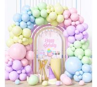 Ousuga Arche Ballons Pastel, 130Pièces Kit Guirlande Macaron Ballon Rose Bleu Jaune Vert Violet Garçon Fille Hommes Femmes Baby Shower Mariage Anniversaire Nuptiale Douche Graduation Valentin Déco