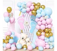 Ousuga Arche Ballons Rose Bleu,103Pièces Kit Guirlande Ballon Pastel Macaron Pink Bleu et Métallisé Or Confetti Garçon Fille Révélation Sexe Baptême Baby Shower Mariage Anniversaire Bébé Douche Déco