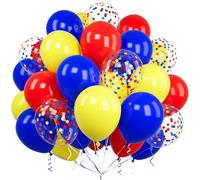 Ousuga Ballons Rouges et Bleus Jaunes, 60 Pièces 12 Pouces Bleu Royal Jaune Rouge Confettis Latex Hélium Ballon pour Filles Garçons Fête Anniversaire Baby Shower Mariage Baptême Carnaval Décoration