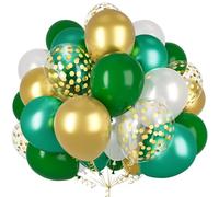 Ousuga Ballons Verts et Dorés, 30 Pièces 12 Pouces Ballons Blanc Vert Foncé Vert Doré Métallisé Confettis Latex Ballon pour Enfant Femmes Fête Anniversaire Noël Footbal Mariage Baby Shower Décoration