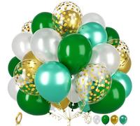 Ousuga Ballons Verts et Dorés, 30 Pièces 12 Pouces Ballons Blanc Vert Foncé Vert Doré Métallisé Confettis Latex Ballon pour Enfant Femmes Fête Anniversaire Noël Footbal Mariage Baby Shower Décoration