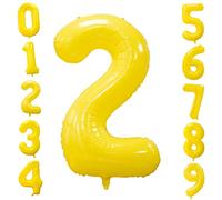Ousuga Grands ballons jaunes en forme de chiffre 2 - 101,6 cm - pour anniversaire de mariage, fête prénatale, anniversaire - ballons de 0 à 9 ans