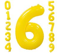 Ousuga Grands ballons jaunes en forme de chiffre 6 - 101,6 cm - pour anniversaire, fête prénatale, anniversaire - ballons de 0 à 9 ans - pour anniversaire de mariage