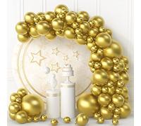 Ousuga Lot de 100 ballons dorés métallisés en latex pour anniversaire, fête prénatale, mariage, fiançailles, remise de diplôme - 45,7 cm, 30,5 cm, 25,4 cm, 12,7 cm