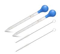 Ousuwo 2Pcs Glass Dropper Set with 10ml Glass Eyedropper, Blue Bulb & Cleaning Brush for Precise Liquid Measurement, Lab, Kitchen & Science Use