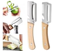 Ousuwo Ensemble d'Outils de Cuisine 2 Pièces: 1 Couteau Économe à Lame Dentelée & 1 Râpe Polyvalente, Trancher & Râper Rapides des Fruits, Légumes & Légumes Racines