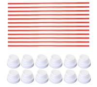 OUSUWO Lot de 12 Buses de Bombe Aérosol Blanches avec Tubes Capillaires Longs Rouges, Têtes de Pulvérisation Universelles en Plastique, Remplacement Facile