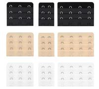 Ousuwo Lot de 12 extensions de soutien-gorge multi-crochets | Ajusteurs de crochets 2/3/4 pour un ajustement confortable en noir, blanc et chair | Idéal pour la lingerie femme et une utilisation