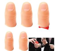 Ousuwo Set de Tours de Magie 6 Pièces: 2 Petits & 3 Grands Doigts de Pouce Souples avec Ongles + Écharpe de Soie 15x15cm, Parfait pour Faire Disparaître, Apparaître & Échanger des Objets