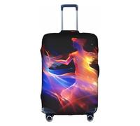 OUSXC Housse de protection pour valise à roulettes Motif notes de musique Convient pour les bagages de 45,7 à 81,3 cm, blanc, Small