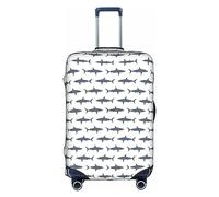 OUSXC La housse de protection pour valise à roulettes Fish And Shark convient pour les bagages de taille entre 45,7 et 81,3 cm, blanc, Large