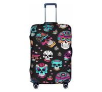 OUSXC La housse de protection pour valise à roulettes Sugar and Skulls est adaptée pour les bagages de 45,7 à 81,3 cm, blanc, Small